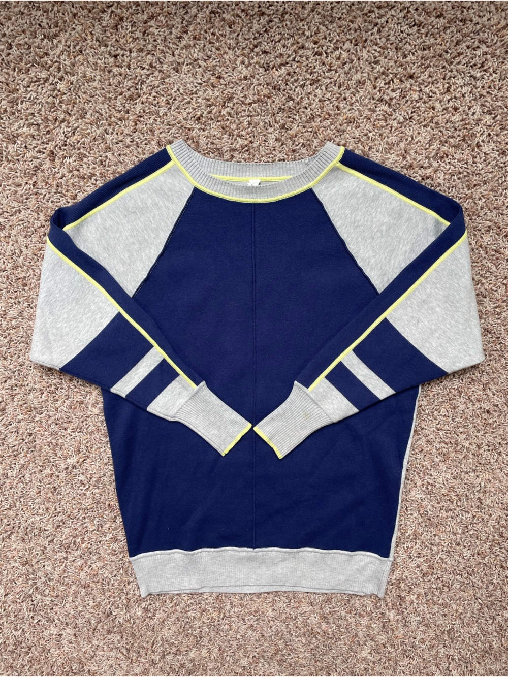 Anthropology Daily Practice Colorblock Crew Neck Sweater Navy Gray Women Size S
